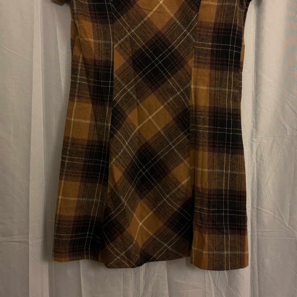 BNWT ALL HAIL ME PLAID MINI DRESS - BROWN size M - Picture 6 of 10